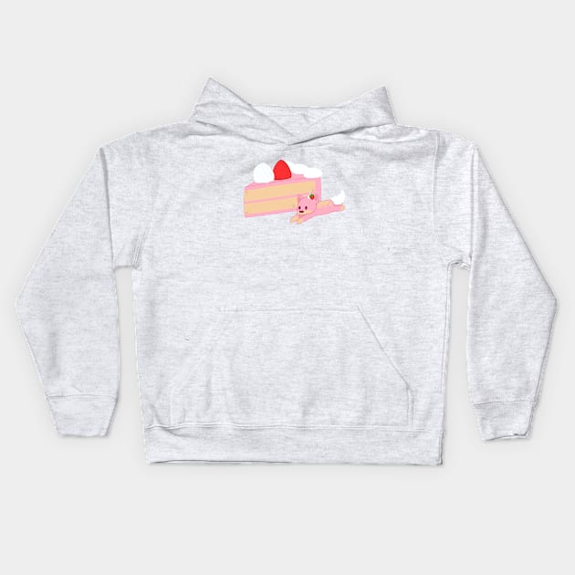 strawberry cake dog Kids Hoodie by chibifox